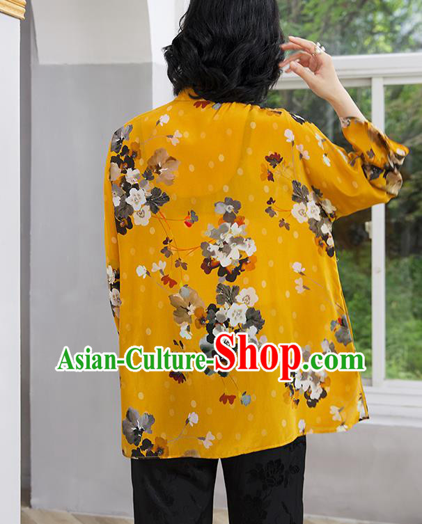 Chinese Traditional Printing Yellow Blouse Tang Suit Upper Outer Garment Classical Shirt Chinese Traditional Printing Yellow Blouse Tang Suit Upper Outer Garment Classical Shirt