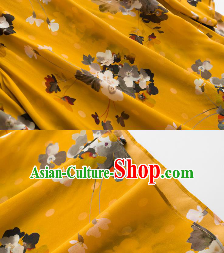 Chinese Traditional Printing Yellow Blouse Tang Suit Upper Outer Garment Classical Shirt Chinese Traditional Printing Yellow Blouse Tang Suit Upper Outer Garment Classical Shirt