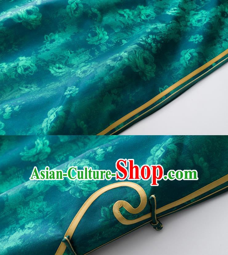 China National Women Clothing Traditional Green Silk Long Cheongsam Classical Printing Qipao Dress China National Women Clothing Traditional Green Silk Long Cheongsam Classical Printing Qipao Dress