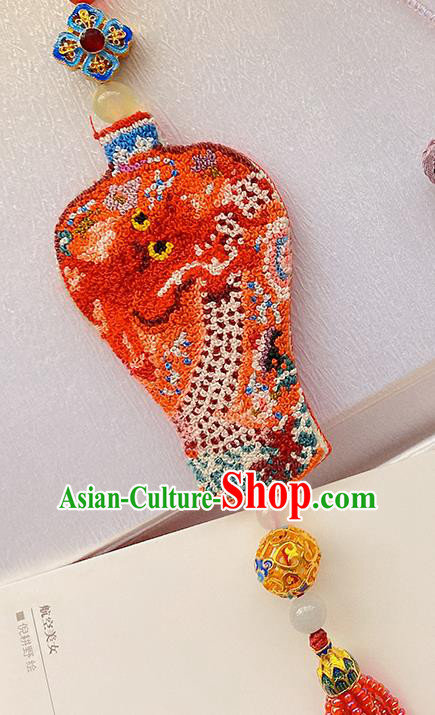 China Classical Cheongsam Red Beads Tassel Pendant Accessories Traditional Embroidered Brooch China Classical Cheongsam Red Beads Tassel Pendant Accessories Traditional Embroidered Brooch