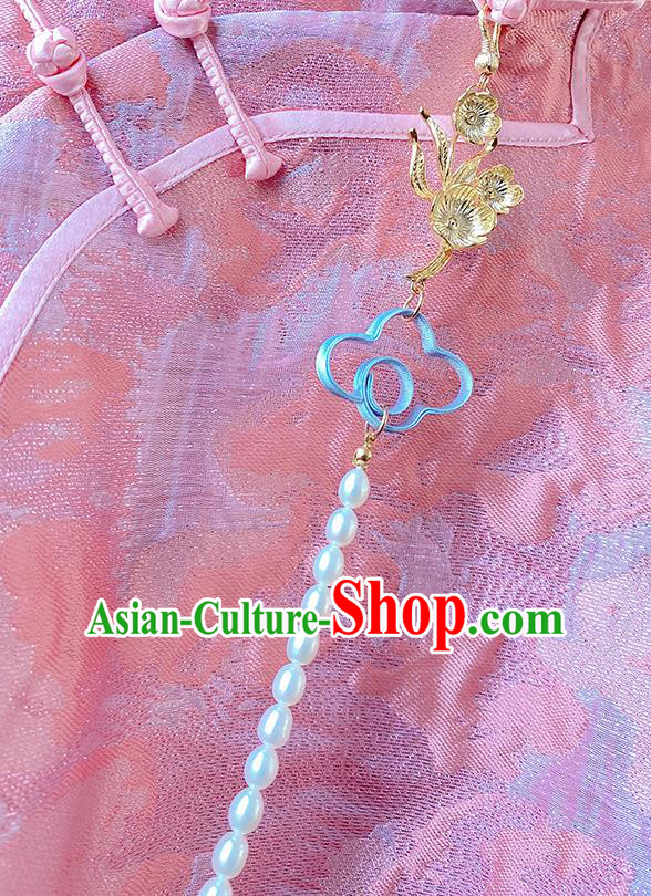 China Classical Cheongsam Pearls Tassel Pendant Traditional Brooch Accessories China Classical Cheongsam Pearls Tassel Pendant Traditional Brooch Accessories