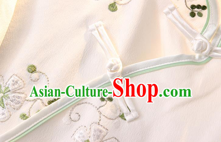Chinese Embroidered White Jacket National Upper Outer Garment Tang Suit Shirt Chinese Embroidered White Jacket National Upper Outer Garment Tang Suit Shirt