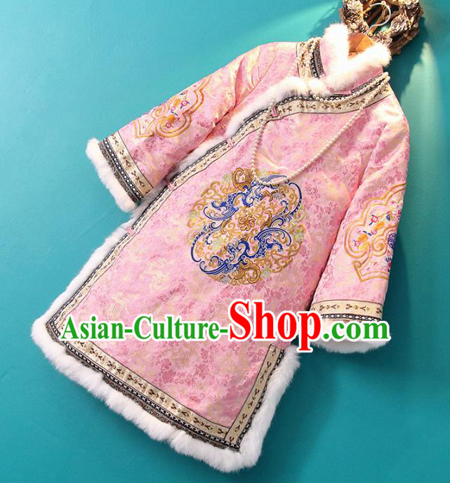 Chinese Embroidered Tang Suit Pink Cotton Padded Jacket National Outer Garment Coat Chinese Embroidered Tang Suit Pink Cotton Padded Jacket National Outer Garment Coat