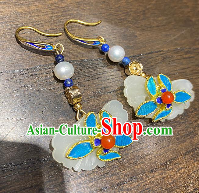 China Classical Ear Accessories Women Jewelry Handmade Traditional Hanfu Jade Butterfly Earrings China Classical Ear Accessories Women Jewelry Handmade Traditional Hanfu Jade Butterfly Earrings