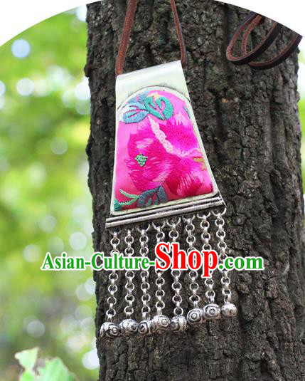 China Handmade Ethnic Women Bells Tassel Accessories National Rosy Embroidered Necklace China Handmade Ethnic Women Bells Tassel Accessories National Rosy Embroidered Necklace