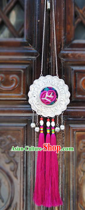 China Ethnic Women Rosy Tassel Necklet Accessories Handmade National Embroidered Necklace China Ethnic Women Rosy Tassel Necklet Accessories Handmade National Embroidered Necklace