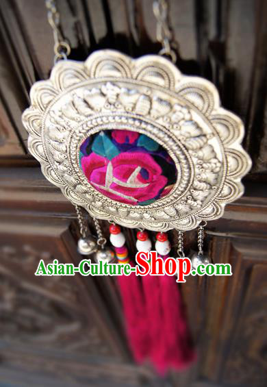 China Ethnic Women Rosy Tassel Necklet Accessories Handmade National Embroidered Necklace China Ethnic Women Rosy Tassel Necklet Accessories Handmade National Embroidered Necklace