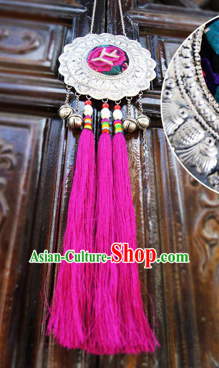 China Ethnic Women Rosy Tassel Necklet Accessories Handmade National Embroidered Necklace China Ethnic Women Rosy Tassel Necklet Accessories Handmade National Embroidered Necklace