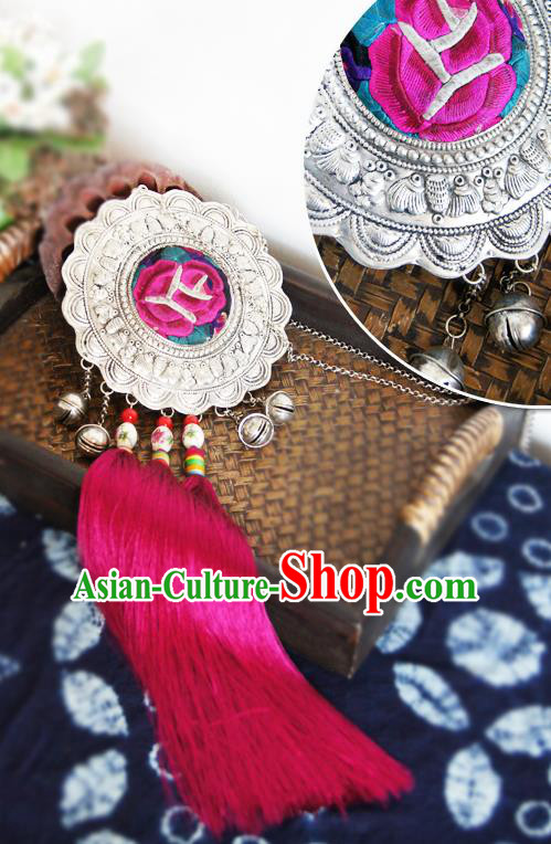China Ethnic Women Rosy Tassel Necklet Accessories Handmade National Embroidered Necklace China Ethnic Women Rosy Tassel Necklet Accessories Handmade National Embroidered Necklace