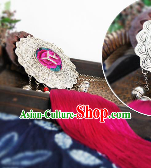 China Ethnic Women Rosy Tassel Necklet Accessories Handmade National Embroidered Necklace China Ethnic Women Rosy Tassel Necklet Accessories Handmade National Embroidered Necklace