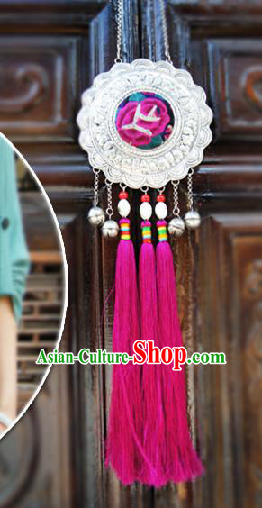 China Ethnic Women Rosy Tassel Necklet Accessories Handmade National Embroidered Necklace China Ethnic Women Rosy Tassel Necklet Accessories Handmade National Embroidered Necklace