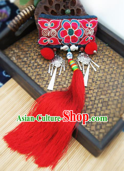 China Handmade National Embroidered Necklace Red Tassel Necklet Ethnic Women Accessories China Handmade National Embroidered Necklace Red Tassel Necklet Ethnic Women Accessories