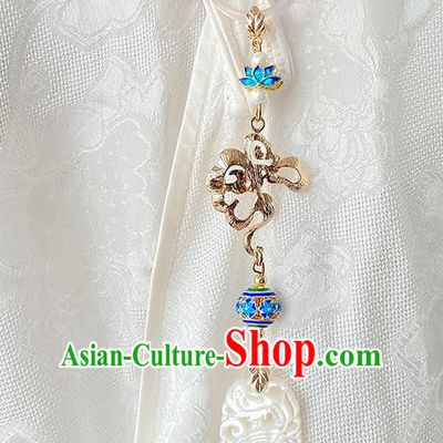 China Traditional White Shell Tassel Pendant Cheongsam Accessories Classical Carving Phoenix Brooch