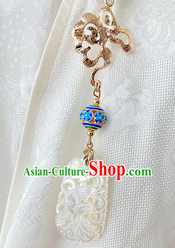 China Traditional White Shell Tassel Pendant Cheongsam Accessories Classical Carving Phoenix Brooch China Traditional White Shell Tassel Pendant Cheongsam Accessories Classical Carving Phoenix Brooch