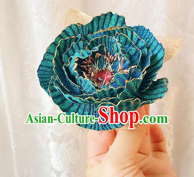 China Traditional Blue Peony Corsage Cheongsam Accessories Classical Flower Brooch China Traditional Blue Peony Corsage Cheongsam Accessories Classical Flower Brooch