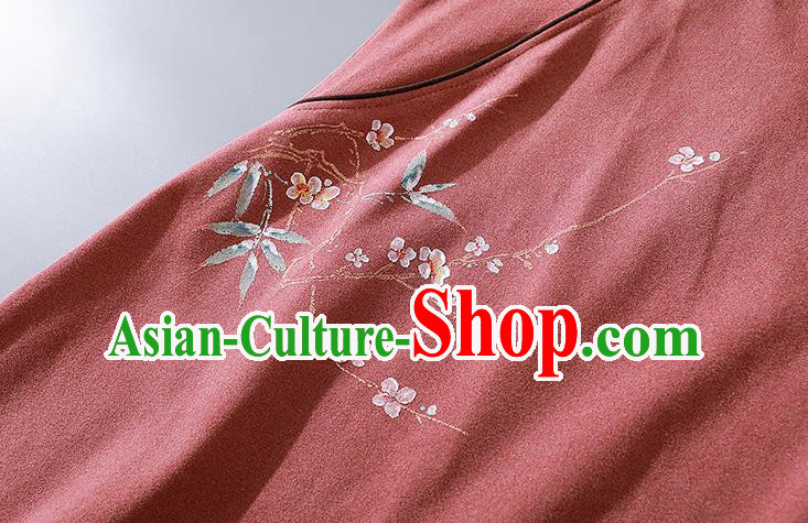 China Traditional Women Classical Dress Clothing Tang Suit Deep Pink Cheongsam National Qipao China Traditional Women Classical Dress Clothing Tang Suit Deep Pink Cheongsam National Qipao