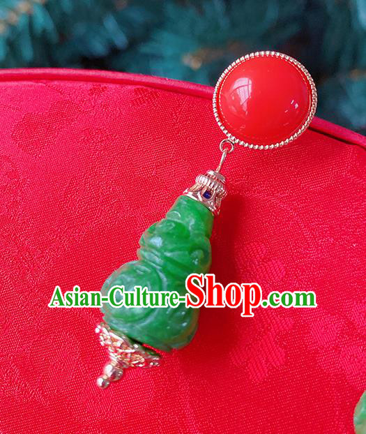China Classical Carving Gourd Ear Accessories Women Jewelry Handmade Traditional Hanfu Green Earrings China Classical Carving Gourd Ear Accessories Women Jewelry Handmade Traditional Hanfu Green Earrings