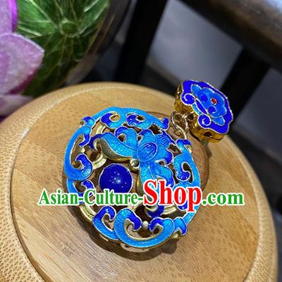 China Traditional Cheongsam Accessories Classical Brooch Blueing Lotus Collar Button
