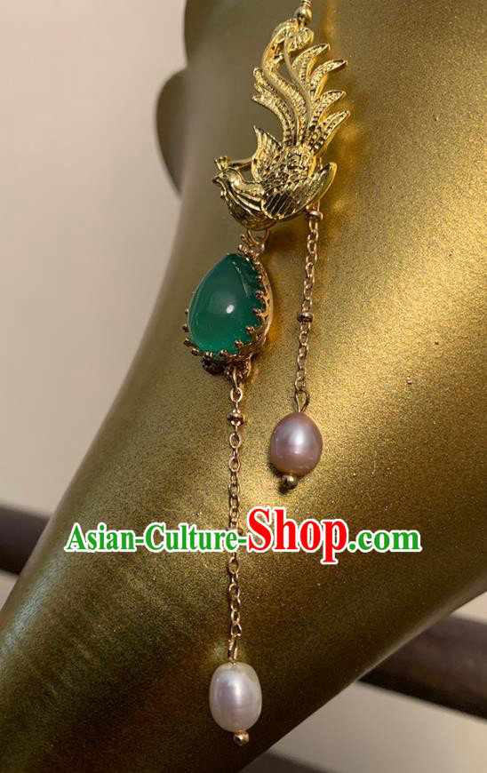 China Classical Golden Phoenix Ear Accessories Women Jewelry Handmade Traditional Hanfu Earrings China Classical Golden Phoenix Ear Accessories Women Jewelry Handmade Traditional Hanfu Earrings