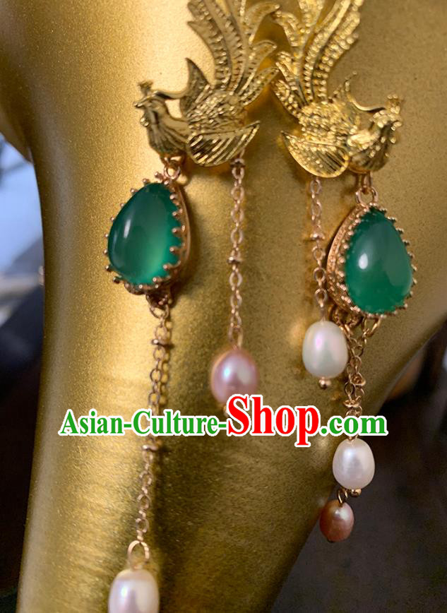 China Classical Golden Phoenix Ear Accessories Women Jewelry Handmade Traditional Hanfu Earrings China Classical Golden Phoenix Ear Accessories Women Jewelry Handmade Traditional Hanfu Earrings
