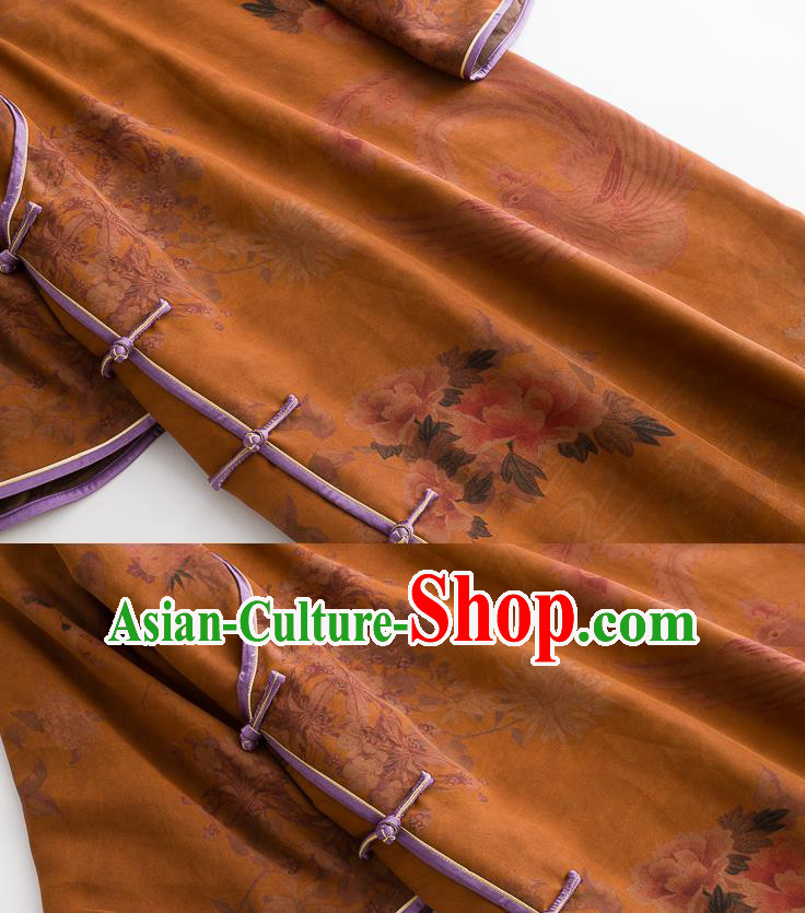 China Women Clothing Traditional Classical Ginger Silk Cheongsam Retro Qipao Dress China Women Clothing Traditional Classical Ginger Silk Cheongsam Retro Qipao Dress