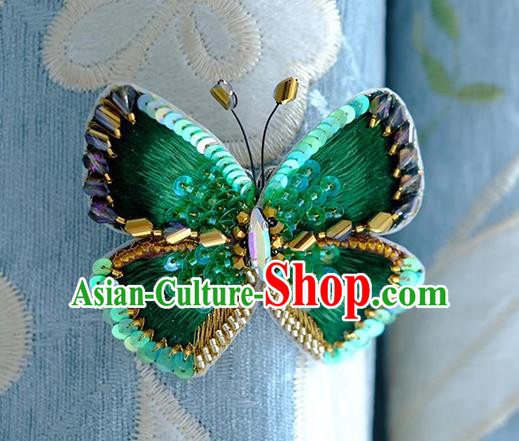 China Embroidered Green Butterfly Brooch Classical Collar Button Traditional Cheongsam Accessories China Embroidered Green Butterfly Brooch Classical Collar Button Traditional Cheongsam Accessories