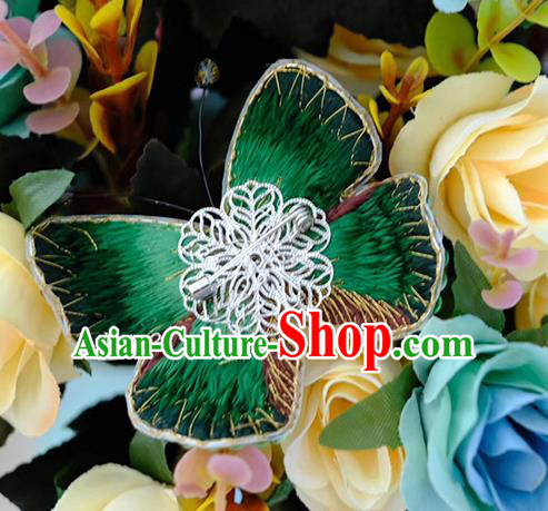 China Embroidered Green Butterfly Brooch Classical Collar Button Traditional Cheongsam Accessories China Embroidered Green Butterfly Brooch Classical Collar Button Traditional Cheongsam Accessories