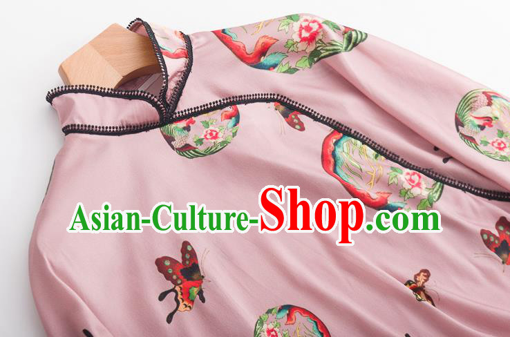 Chinese Traditional Embroidered Phoenix Pink Shirt Tang Suit Upper Outer Garment Costume Classical Blouse Chinese Traditional Embroidered Phoenix Pink Shirt Tang Suit Upper Outer Garment Costume Classical Blouse
