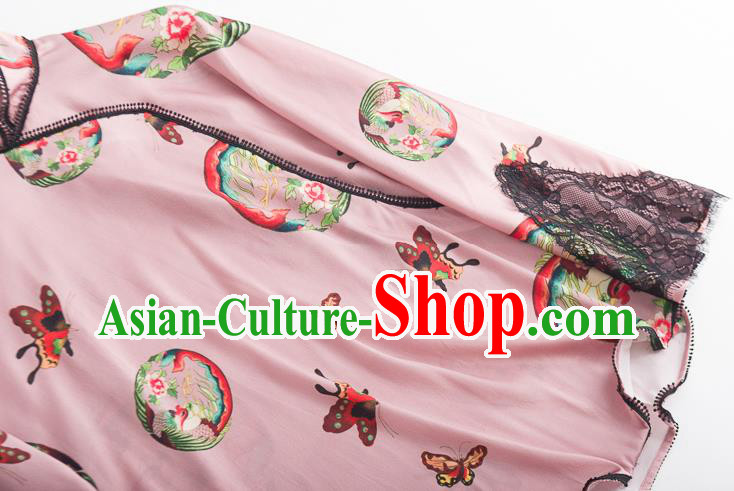 Chinese Traditional Embroidered Phoenix Pink Shirt Tang Suit Upper Outer Garment Costume Classical Blouse Chinese Traditional Embroidered Phoenix Pink Shirt Tang Suit Upper Outer Garment Costume Classical Blouse