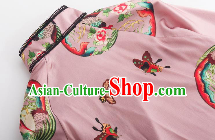 Chinese Traditional Embroidered Phoenix Pink Shirt Tang Suit Upper Outer Garment Costume Classical Blouse Chinese Traditional Embroidered Phoenix Pink Shirt Tang Suit Upper Outer Garment Costume Classical Blouse