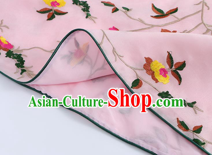 Traditional Chinese Tang Suit Upper Outer Garment Costume Classical Blouse Embroidered Pink Shirt