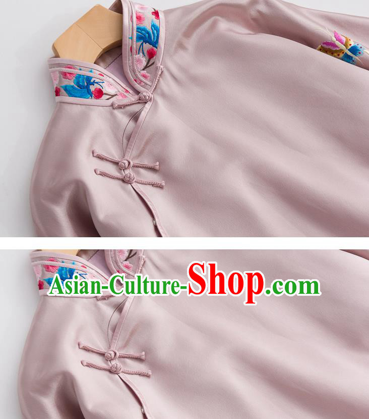 Chinese Classical Pink Silk Blouse Tang Suit Upper Outer Garment Embroidered Shirt Traditional Costume Chinese Classical Pink Silk Blouse Tang Suit Upper Outer Garment Embroidered Shirt Traditional Costume