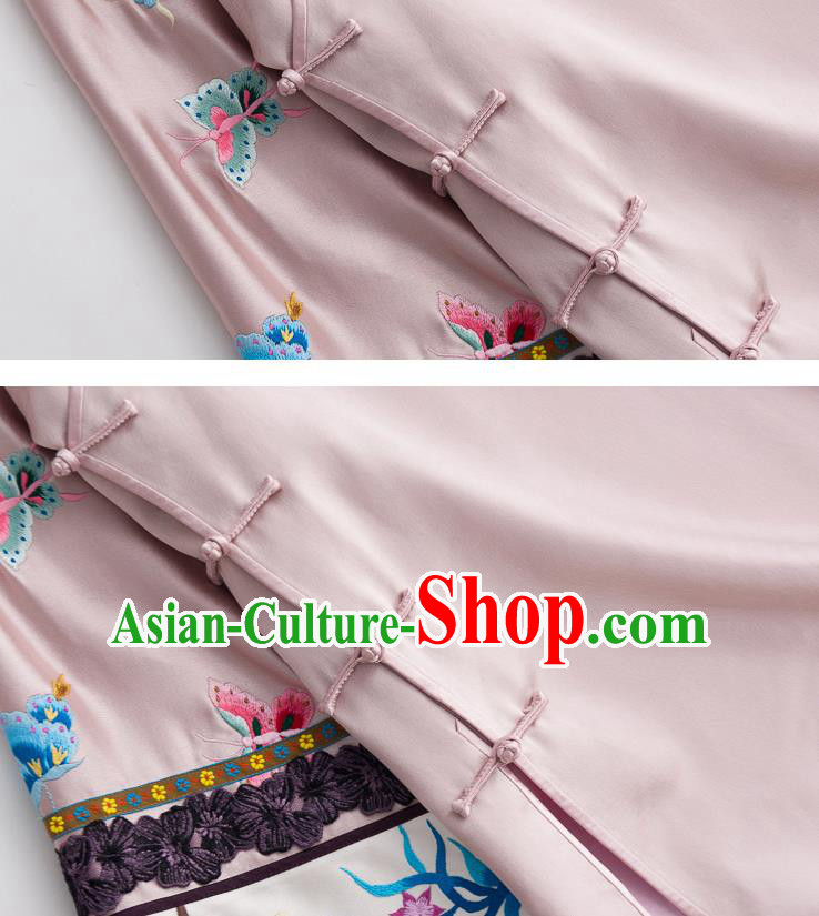 Chinese Classical Pink Silk Blouse Tang Suit Upper Outer Garment Embroidered Shirt Traditional Costume Chinese Classical Pink Silk Blouse Tang Suit Upper Outer Garment Embroidered Shirt Traditional Costume