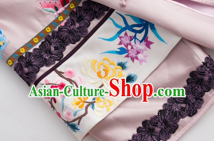 Chinese Classical Pink Silk Blouse Tang Suit Upper Outer Garment Embroidered Shirt Traditional Costume Chinese Classical Pink Silk Blouse Tang Suit Upper Outer Garment Embroidered Shirt Traditional Costume