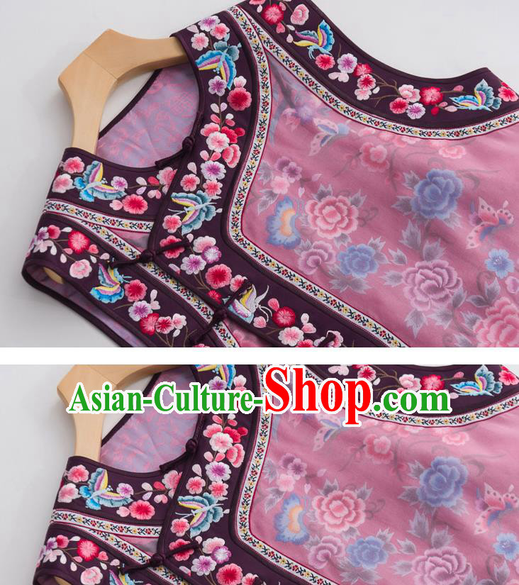 Chinese Embroidered Waistcoat Traditional Qing Dynasty Costume Classical Tang Suit Vest Chinese Embroidered Waistcoat Traditional Qing Dynasty Costume Classical Tang Suit Vest