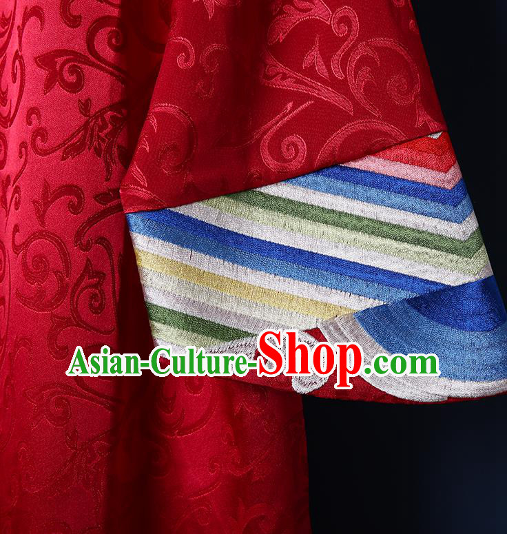 China Traditional Women Dress Classical Cheongsam Red Brocade Qipao Clothing China Traditional Women Dress Classical Cheongsam Red Brocade Qipao Clothing