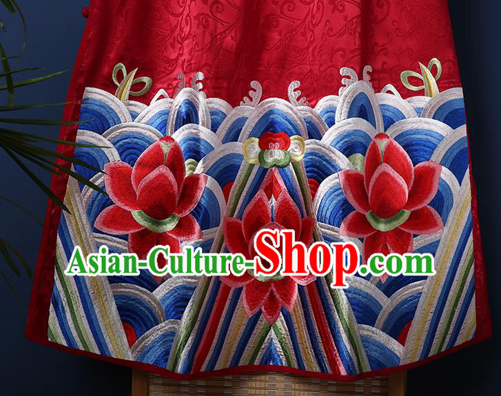China Traditional Women Dress Classical Cheongsam Red Brocade Qipao Clothing China Traditional Women Dress Classical Cheongsam Red Brocade Qipao Clothing