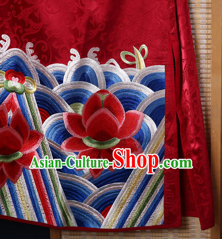 China Traditional Women Dress Classical Cheongsam Red Brocade Qipao Clothing China Traditional Women Dress Classical Cheongsam Red Brocade Qipao Clothing