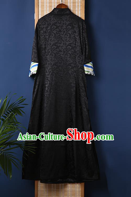 China Embroidered Black Brocade Qipao Clothing Traditional Women Dress Classical Cheongsam China Embroidered Black Brocade Qipao Clothing Traditional Women Dress Classical Cheongsam