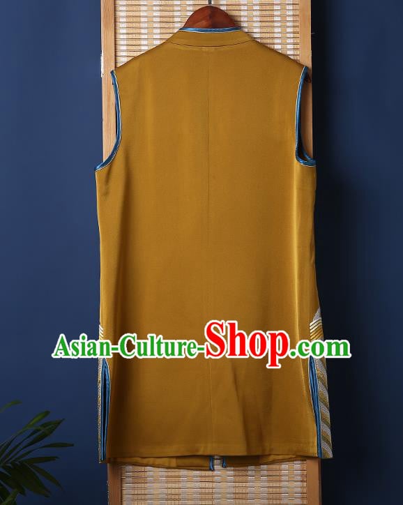 Chinese National Upper Outer Garment Embroidered Vest Tang Suit Ginger Brocade Waistcoat Chinese National Upper Outer Garment Embroidered Vest Tang Suit Ginger Brocade Waistcoat