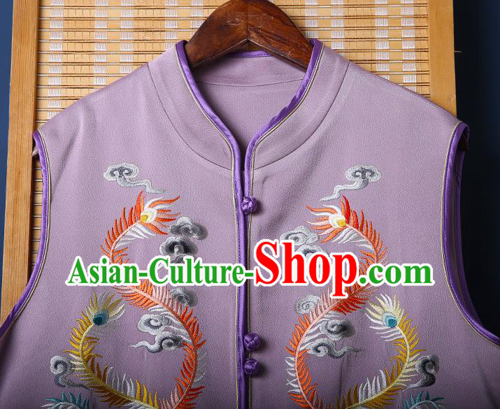 Chinese Embroidered Vest Tang Suit Violet Brocade Waistcoat National Upper Outer Garment Chinese Embroidered Vest Tang Suit Violet Brocade Waistcoat National Upper Outer Garment