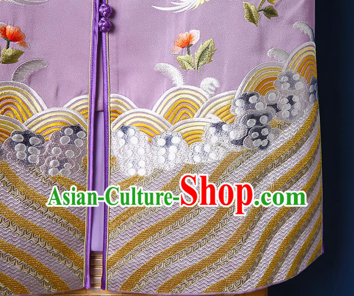 Chinese Embroidered Vest Tang Suit Violet Brocade Waistcoat National Upper Outer Garment Chinese Embroidered Vest Tang Suit Violet Brocade Waistcoat National Upper Outer Garment