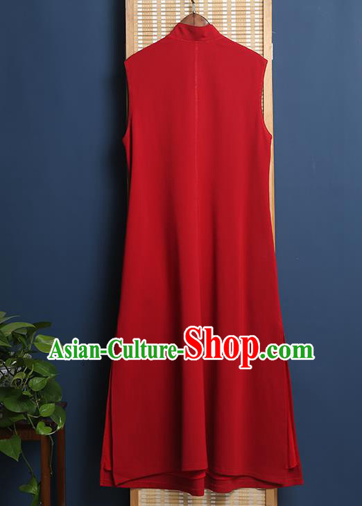 China Traditional Women Dress Classical Cheongsam Embroidered Red Vest Qipao Clothing China Traditional Women Dress Classical Cheongsam Embroidered Red Vest Qipao Clothing