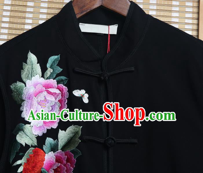 China Classical Cheongsam Traditional Women Dress Clothing Embroidered Black Vest Qipao China Classical Cheongsam Traditional Women Dress Clothing Embroidered Black Vest Qipao
