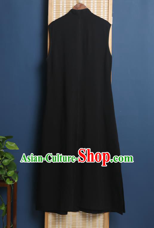 China Classical Cheongsam Traditional Women Dress Clothing Embroidered Black Vest Qipao China Classical Cheongsam Traditional Women Dress Clothing Embroidered Black Vest Qipao