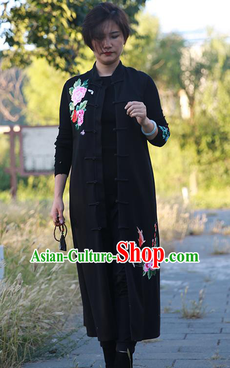 China Classical Cheongsam Traditional Women Dress Clothing Embroidered Black Vest Qipao China Classical Cheongsam Traditional Women Dress Clothing Embroidered Black Vest Qipao