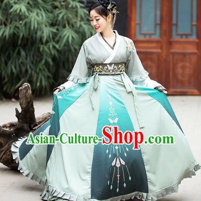 China Ancient Court Lady Hanfu Dress Apparels Traditional Jin Dynasty Royal Princess Costumes Complete Set
