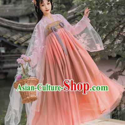 China Ancient Clothing Tang Dynasty Princess Hanfu Dress Apparels Traditional Classical Dance Costumes