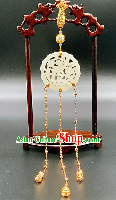 China Cheongsam Jade Tassel Pendant Handmade Brooch National Women Golden Bells Accessories China Cheongsam Jade Tassel Pendant Handmade Brooch National Women Golden Bells Accessories