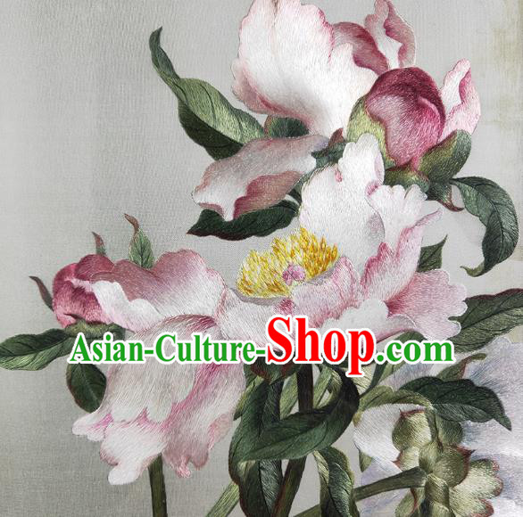 Chinese Handmade Embroidered Craft Suzhou Embroidery Decoration Traditional Peony Painting Screen Chinese Handmade Embroidered Craft Suzhou Embroidery Decoration Traditional Peony Painting Screen